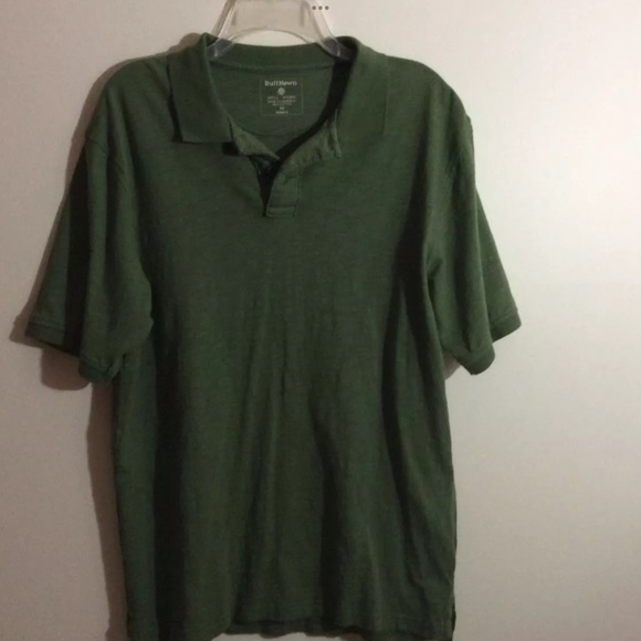 LOT OF 2 MENS POLO SHIRTS RUFF HEWN GREEN ST JOHNS BAY GRAY BLUE STRIPE SZ MED - Picture 2 of 4